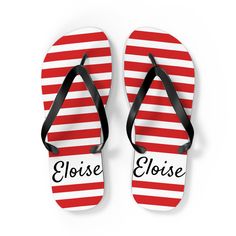 All-day comfort is the name of the game when summer is on. These personalized flip flops can now take on your unique designs add some character to your summer escapades. With an easy slip-on design, a cushioned footbed, and top-tier printing fidelity, these flip flops are a guaranteed summer hit. .: Materials: EVA, polyester, PVC .: 5/8" (15 mm) thick EVA sole with a textured bottom .: 100% polyester suede sole cover .: Black PVC strap .: Runs true to size .: Multiple sizes Red Slides For Spring Vacation, Fun Flip Flops For Swimming, Red Sandals For Beach Season Party, Fun Open Toe Slides For The Beach, Fun Sandals For Summer Swimming, Fun Sandals For Swimming In Summer, Fun Beach Flip Flops, Red Flip Flops For Spring Vacation, Red Beach Slides For Summer