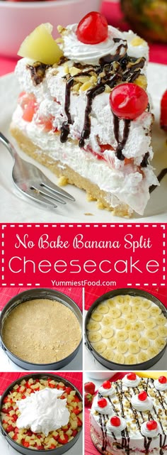 no bake banana split cheesecake dessert