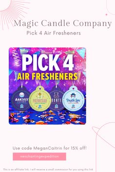 a flyer for the pick 4 air fresheners event with an image of fireworks and confetti