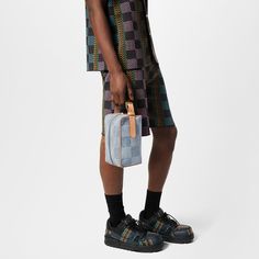 LOUIS VUITTON® - Locker Dopp Kit - Blue Louis Vuitton Gifts, Louis Vuitton Official Website, Spring Sandals, Stole Scarf, Dopp Kit, Checkerboard Pattern, Leather Denim, Classic Bags, Monogram Bag