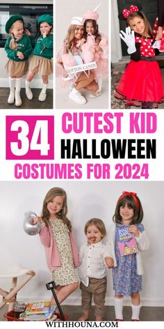 children dressed up in costumes for halloween with text overlay that reads, ` cutest kid