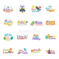 children's learning logo set