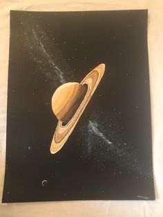 a painting of saturn and its moon in the sky