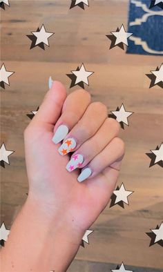 Stars Nails, Star Nail Designs, Star Nail Art, Coffin Shape Nails, Nail Swag