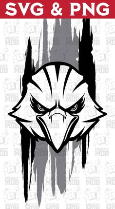 an eagle head with the words svg and png on it's side