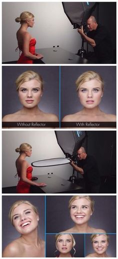 a woman in a red dress is being photographed