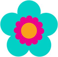 a pink and blue flower on a white background