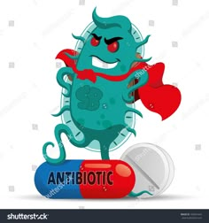 an antibiotic pill with a cartoon character on it