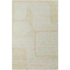 an area rug with squares and rectangles on the side, in beige tones