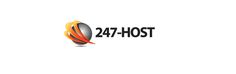 the logo for 24 / 7 host is shown in black and orange on a white background