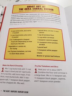 an open book with instructions on how to cook