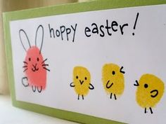 an easter card with the words happy easter written on it and chicks drawn on them