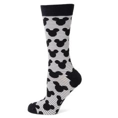 mickey mouse socks with black and white stripes