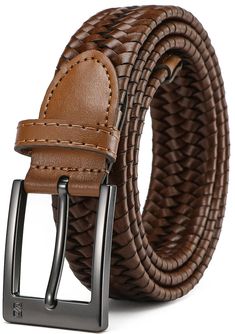 PRICES MAY VARY. Perfect Tailored Fit: The SAKIZITO braided leather belt offers precision and style for every occasion. With a 1 1/4" width and over 100 finely spaced holes at 1/4" intervals, this brown leather belt provides unmatched adjustability and all-day comfort. Lightweight and Soft: Enjoy the comfort of a lightweight design with both the leather strap and buckle of woven belt. The flexible material ensures that the stretch belt moves with you, offering ultimate comfort without adding bul Men Casual Dress, Braided Belts, Elegant Packaging, Belts Men, Belts For Men, Braided Leather Belt, Stretch Belt, Braided Belt, Casual Belt