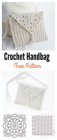 crochet handbag free pattern with instructions to make it in the shape of a purse