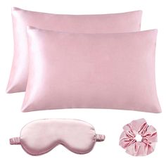 PRICES MAY VARY. ● Satin pillowcase 5-Piece set : include 2pcs standard size(20” x30”)pillowcase with Envelope closure ,1pcs eye mask (8.07”x3.74”),1pcs scrunchies(4.72”) ● Pillowcase with all accessories are high grade satin fabric,it’s very silky and smooth , skin friendly , light and breathable , pillowcase is envelope opening design ,very simple to put on and off ,easy to use ,the product can be reused without deformation after clean,choose a neutral or silk specific detergent ,gently rub,av Pink Pillow Cases, Diy Hello Kitty, Silk Pillowcase Hair, Silk Face Mask, Sleep Eye, Satin Pillow, Opening Design, Christmas Board, Satin Pillowcase