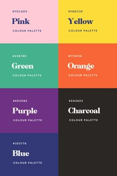 four different color palettes with the same font