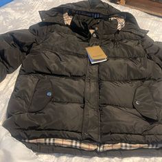 Burberry Jacket Xxl Brand New With Tags. Designer Hooded Outerwear For Cold Weather, Designer Puffer Outerwear For Outdoor, Designer Puffer Outdoor Outerwear, Burberry Puffer Jacket, Burberry Jacket, Padded Coat, Walker Boots, Burberry Men, Fit N Flare Dress