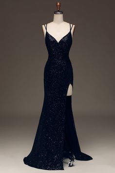 Fitted Blue Prom Dress, Black Hoco Dresses Long, Floor-length Prom Gown With Side Slits, Floor-length Gown With Side Slits For Night Out, Party Gown With Side Slits, Floor-length Evening Dress With Back Opening For Prom, Maxi Length Evening Dress With Side Slits For Party, Glamorous Prom Gown With Side Slits, Glamorous Gown With Side Slits For Prom