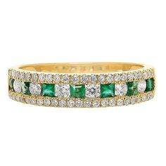 Emerald Wedding Rings Set, Emerald Wedding Band, Emerald Band, Emerald Ring Vintage, Emerald Wedding Rings, Colored Stone Rings, Diamond Anniversary Bands, Helzberg Diamonds, Emerald Diamond Ring