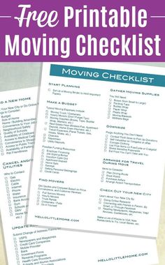 the free printable moving checklist is shown