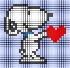 a cartoon character holding a heart in his right hand and wearing a cross stitch pattern