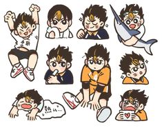 various stickers of boys with different facial expressions