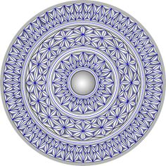 a blue and white circular design on a white background