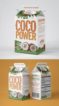 the packaging design for coco power is shown