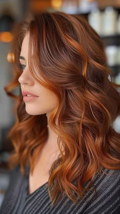 Color Me Gorgeous: 30 Trending Hair Color Ideas for Your Stunning Transformation Fall 2024 Hair Trends Red, Red To Copper Balayage, Copper Balayage Bangs, Auburn Hair With Black Underneath, Bright Copper Red Hair, Fall Hair With Red Highlights, Amber Balayage Brunettes, Light Brown Hair With Red Balayage, Burnett Baylage Fall