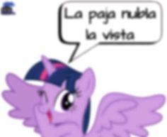 an image of a pink pony with a speech bubble above it that says la paja nubia la vita