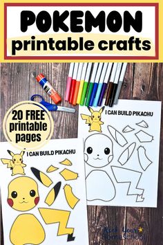 pokemon printable crafts for kids to make with crayons and colored pencils