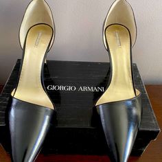 Great Black Pump Armani Shoes, Size 12 Heels, Armani Black, Shoes Color, Black Pumps, Giorgio Armani, Sling Backs, Shoes Women Heels, Shoes Heels