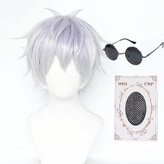 Jujutsu Kaisen Cosplay Wig Gojo Satoru Costume Wig with Black Glasses Silver White Anime Wig with Wig Cap for Cosplay Show，Halloween Costume Party,Theme Party Halloween Costume Party Themes, Costume Party Themes, Jujutsu Kaisen Cosplay, Anime Wigs, White Costumes, Black Glasses, Hair Reference, Costume Wigs, Halloween Party Costumes