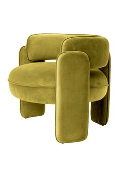 an upholstered chair with two legs and a foot rest in the shape of a recliner