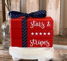 a red box with stars and stripes painted on it