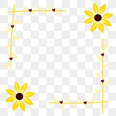 sunflowers with hearts on the stems in yellow and red colors, transparent background png