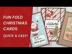 christmas cards with the words fun fold christmas cards quick and easy