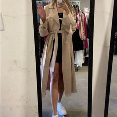 The Perfect Belted Trench! Color Beige Fits Like A Large/X-Large Treat Yourself Or A Loved One To This Everyday Trench! Chic Collared Belted Outerwear, Chic Belted Collared Outerwear, Chic Long Belted Outerwear, Beige Outerwear With Belted Cuffs For Office, Long Fall Workwear Outerwear, Long Fall Outerwear For Workwear, Long Fall Outerwear For Work, Office Outerwear With Belted Cuffs, Beige Belted Outerwear For Daywear