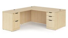 an l shaped desk with two drawers