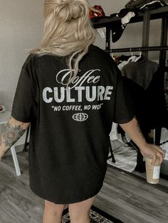 Coffee Culture Tee – We The Babes Grunge Style Relaxed Fit Short Sleeve T-shirt, Trendy Oversized T-shirt With Letter Print, Comfortable Graphic Print T-shirt, Comfortable Crew Neck T-shirt With Letter Print, Trendy Oversized T-shirt For Everyday, Relaxed Fit Short Sleeve Grunge T-shirt, Trendy Oversized T-shirt With Front Print, Short Sleeve T-shirt With Letter Print For Loungewear, Trendy Relaxed Fit T-shirt For Loungewear