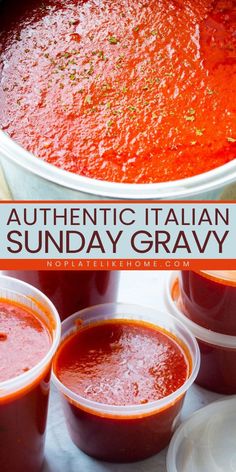 Here's a delicious sauce from scratch! Make an Authentic Sunday Gravy with canned tomatoes and five ingredients! This simple tomato sauce recipe is vegan and gluten-free. Pin this condiment idea!