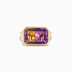 Effy 14K Yellow Gold Ametrine Bezel Ring Fine Jewelry Amethyst Ring With Bezel Setting, Elegant Yellow Gold Amethyst Ring With Bezel Setting, Yellow Gold Amethyst Ring With Bezel Setting, Bezel Set Amethyst Ring In 14k Gold, Ametrine Ring, Pretty Wedding Dresses, Bezel Ring, Effy Jewelry, Pretty Wedding