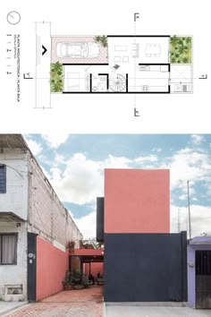 two different views of the same building, one with an open floor plan and another with a