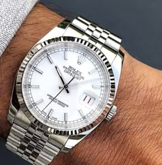 Rolex Datejust White Dial, Rolex Date Just, Rolex Datejust Men, Rolex Datejust 36mm, Rolex Date, Classy Men, Stylish Men Casual, Wrist Wear