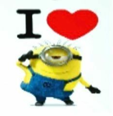 a despicable minion with i love heart on it's back and the words, despicable