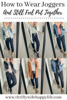 Jogger Outfits, How To Wear Joggers, Looks Jeans, Affordable Outfits, Joggers Outfit, Black Jeggings, Mom Fashion, Teacher Style, Black Joggers