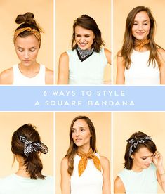 Learn to style one square bandana in 6 different ways, with step by step photos and instructions to explain each one. #hairtutorial #bandanastyling #hairstyles #squarebandana Bun Scarf, Neckerchief Women, Urban Hairstyles, Bandana Silk, Ponytail Scarf, Scarf Face Mask