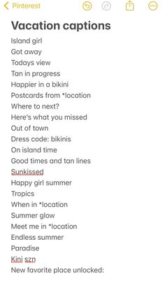 the screenshot shows an image of vacation captions and other things to do with them