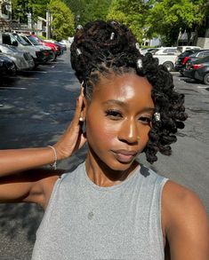 Thick Locs Styles Black Women, French Roll With Locs, Loc Mohawk Styles Women, Loc Prom Style, Styles For Medium Length Locs, Loc Barbie Ponytail, Styling Short Locs Black Women, Unique Protective Hairstyles, Locs Hairstyles Updo